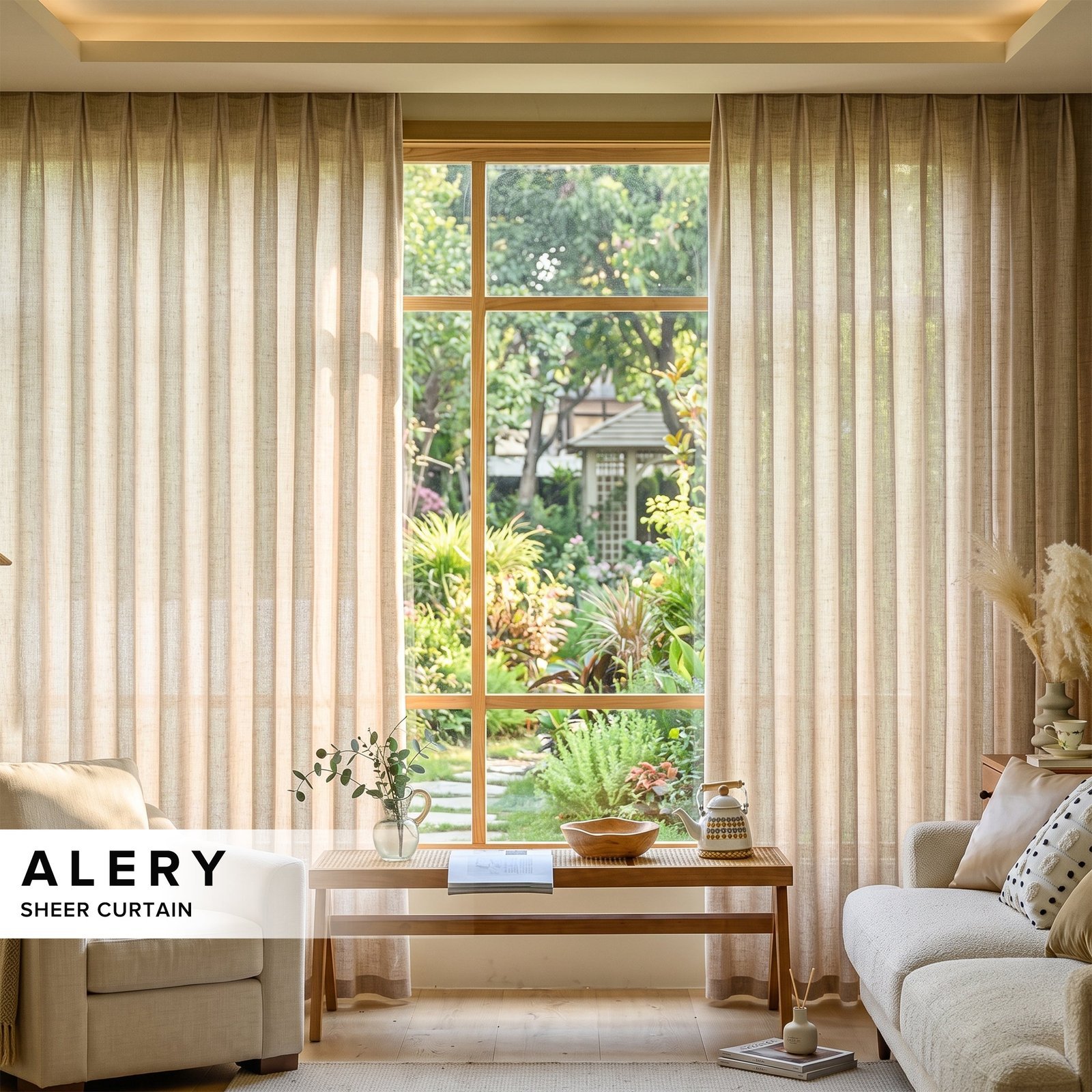 Alery Sheer Curtain Custom Made - Aqua - Premium Add-On