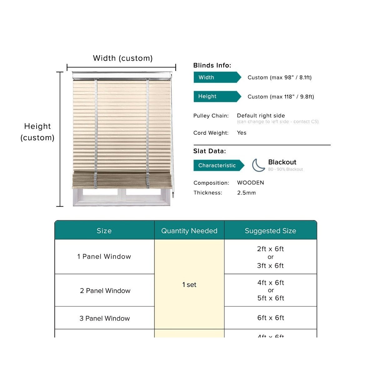 Alessio 35mm Faux Wood Blinds Waterproof Custom Made