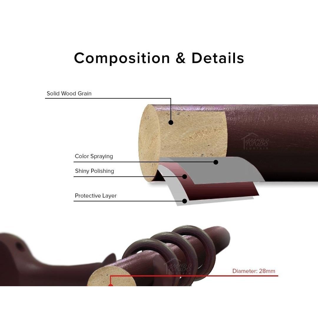 Aarony Wooden Curtain Rod - Image 3